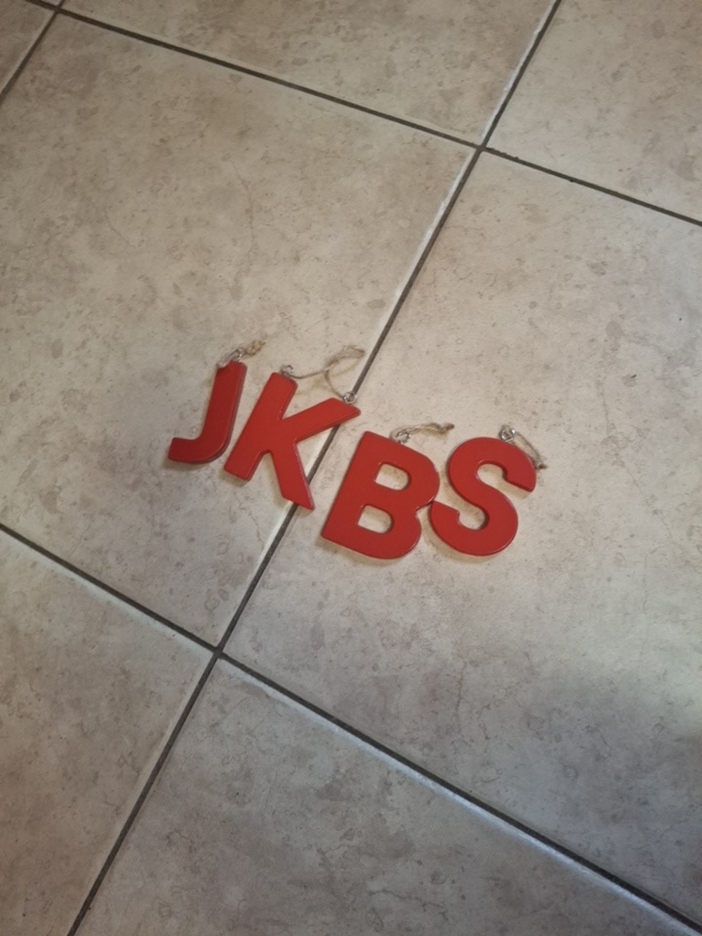 Glossy Red Acrylic Letter Key Charms - J K B S